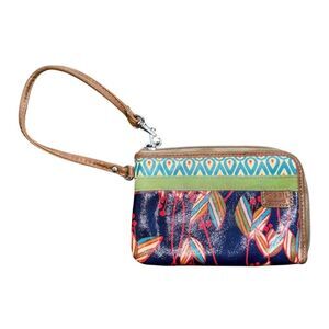 Fossil Key Per Coated Canvas Floral Multicolor Wristlet Wallet